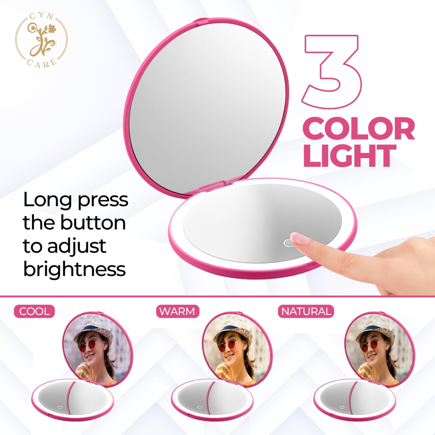Led Compact Mirror With 1x5/5x Magnification