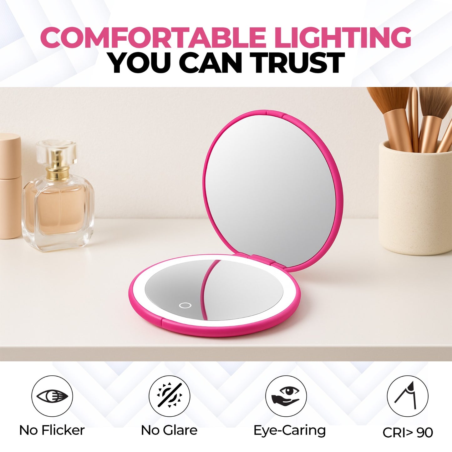 Led Compact Mirror With 1x5/5x Magnification