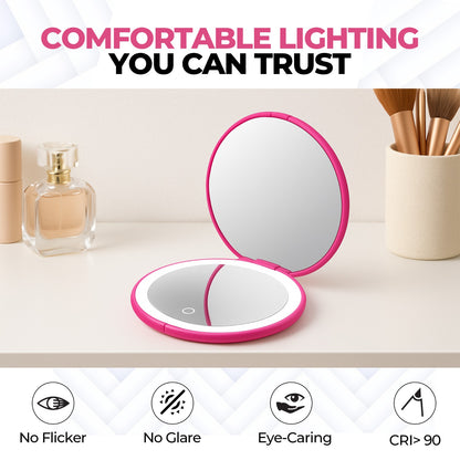 Led Compact Mirror With 1x5/5x Magnification
